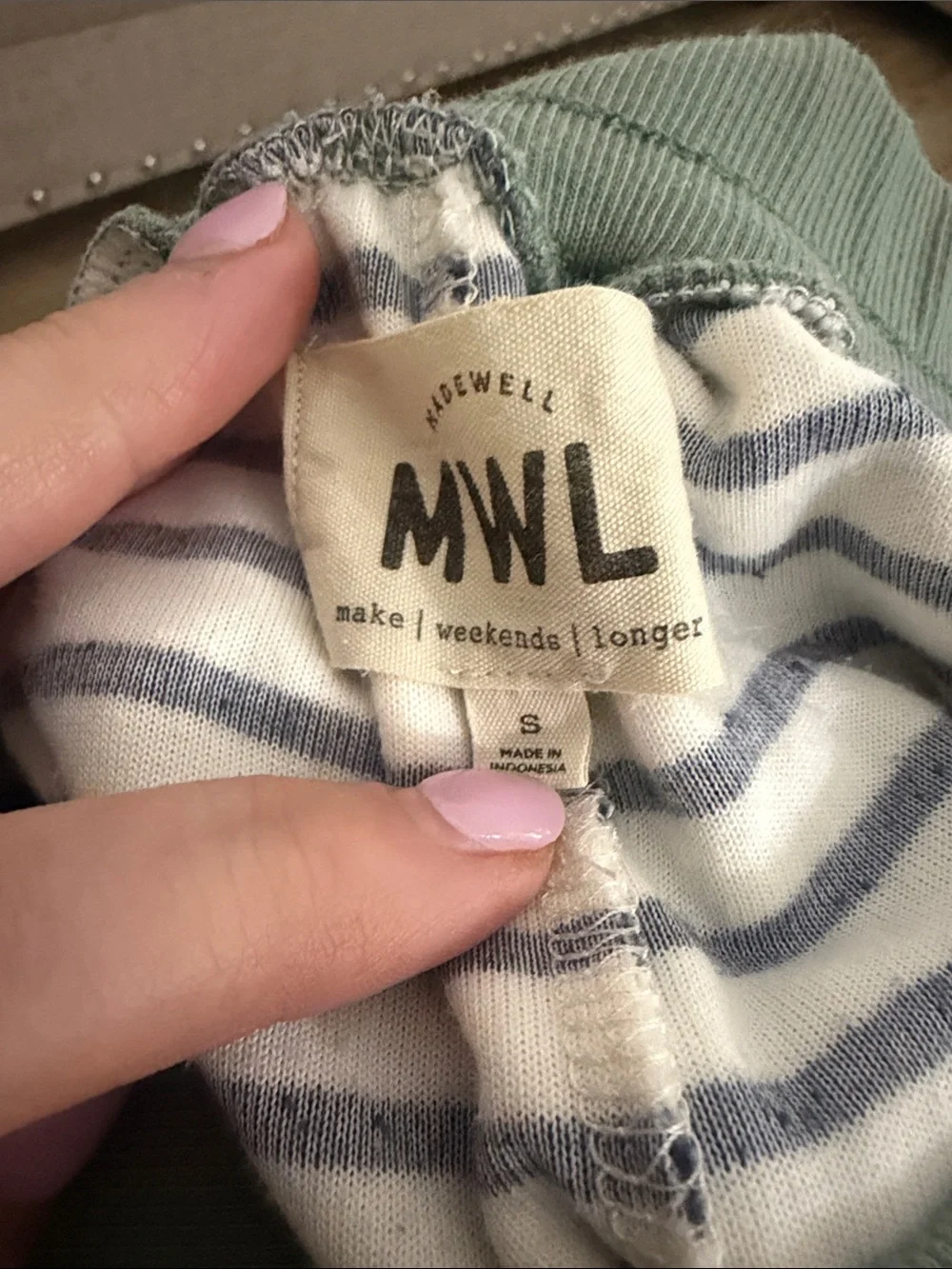 Madewell Striped matching Set with Sage Trim